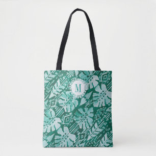 Monogram JUNGLE IKAT Hawaiian Green Tropical Tote Bag