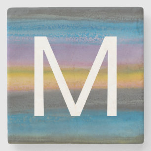 Monogram Juniper Mist I Stone Coaster