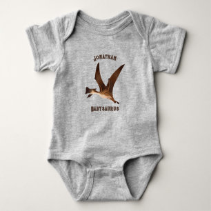 Monogram Jurassic wild animal cute grey brown Baby Bodysuit