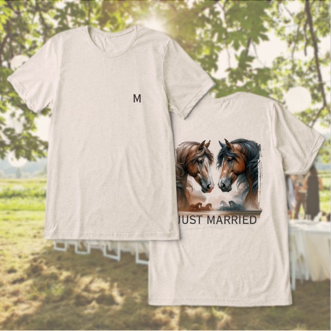 Monogram Just Married Graphic T-Shirt Tri-Blend Shirt (Creator Uploaded)