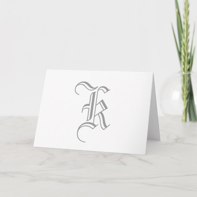 Monogram K Cards for Weddings Grey White (Front)
