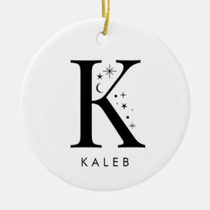 Monogram K Celestial Name  Ceramic Tree Decoration