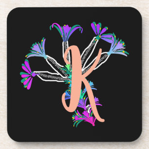 Monogram K Initial  Beverage Coaster