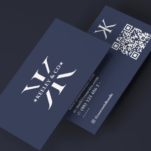 Monogram K Modern Professional Logo Charcoal Blue  Business Card