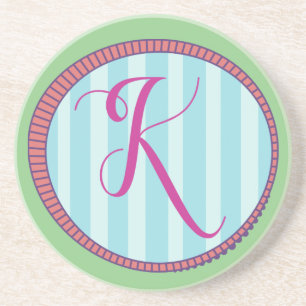 Monogram K Sandstone Coaster