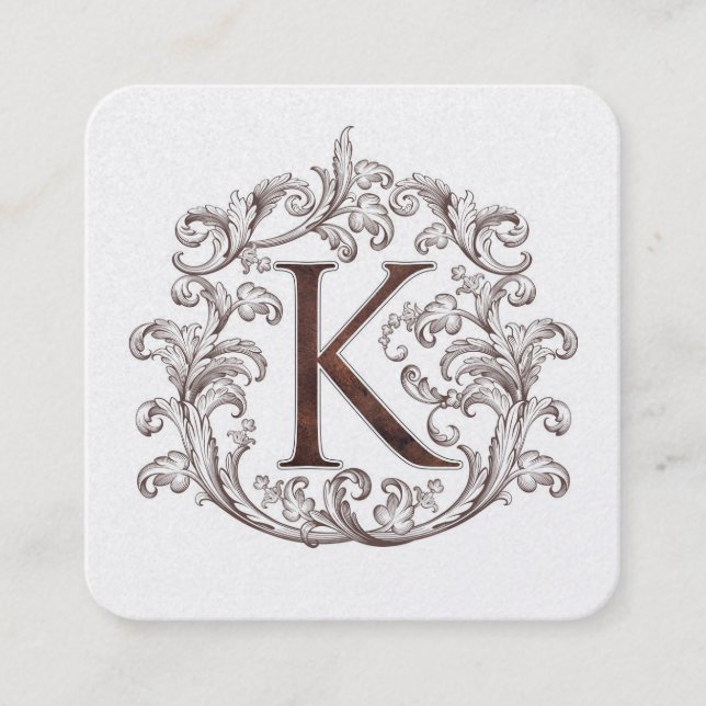 Monogram K Square Calling Card (Front)