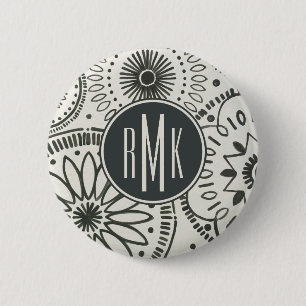 Monogram   Kami Abstract Pattern 6 Cm Round Badge