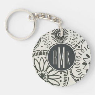 Monogram   Kami Abstract Pattern Key Ring