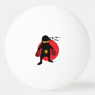 Monogram. Kawaii Cute Ninja for Nerd Geek. Ping Pong Ball