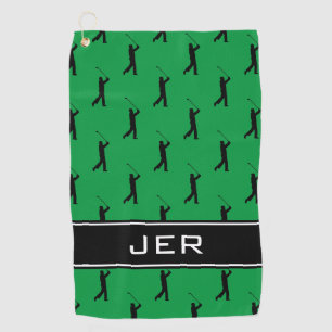 Monogram Kelly Green Golfer Pattern Golf Towel