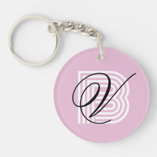 Monogram keychain elegant minimal chic modern pink