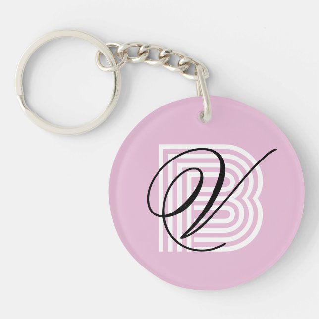 Monogram keychain elegant minimal chic modern pink (Front)
