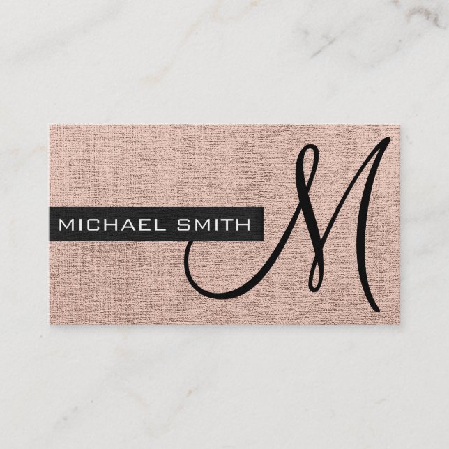 Monogram Khaki Elegant Canvas Business Card (Front)