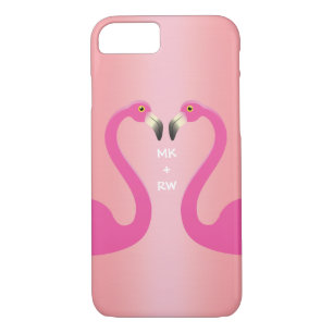 Monogram Kissing Flamingos iPhone 7 Rose Gold iPhone 8/7 Case