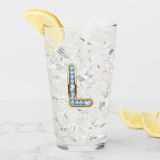 Monogram L - 16 oz Glass  (Front Ice)