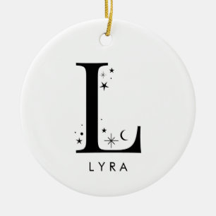 Monogram L Celestial Name  Ceramic Tree Decoration