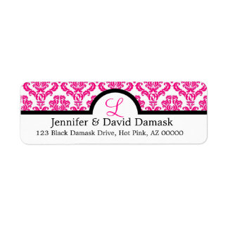 Monogram L Hot Pink Wedding Damask