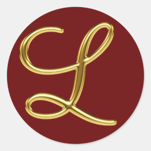 Monogram L in 3D gold Classic Round Sticker