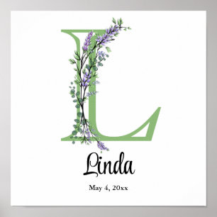 Monogram L Lavender Eucalyptus nursery  Poster