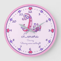 Monogram L Lenora hearts name meaning clock