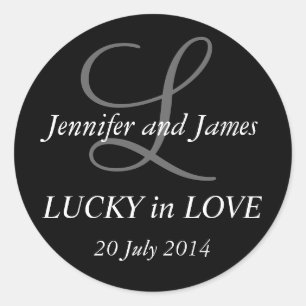 Monogram L Stickers for Weddings Black