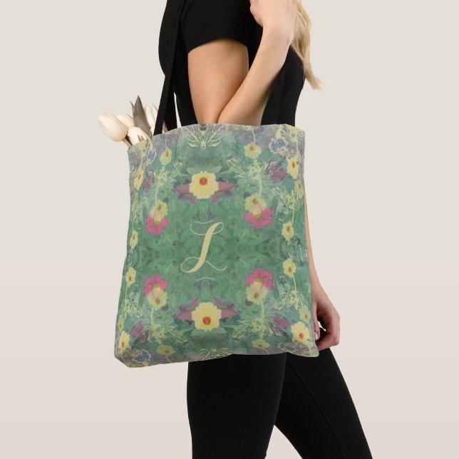 Monogram La Boca  Wildflower Symmetry Tote Bag (Close Up)