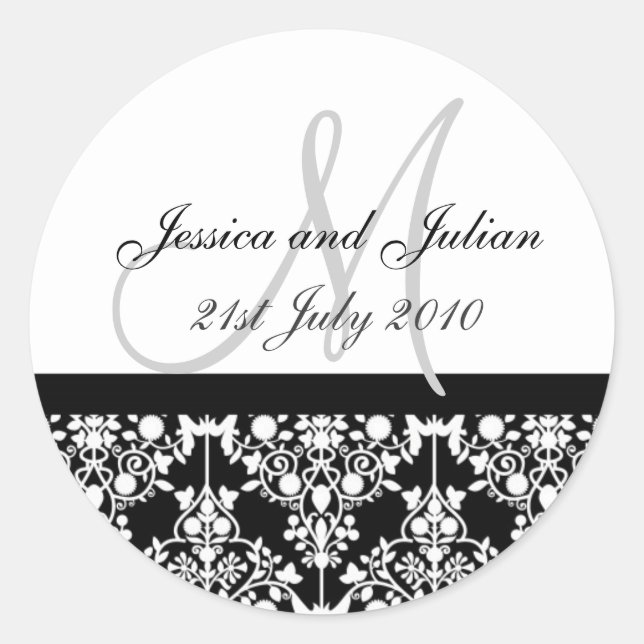 Monogram Labels - Damask Trellis - Black (Front)