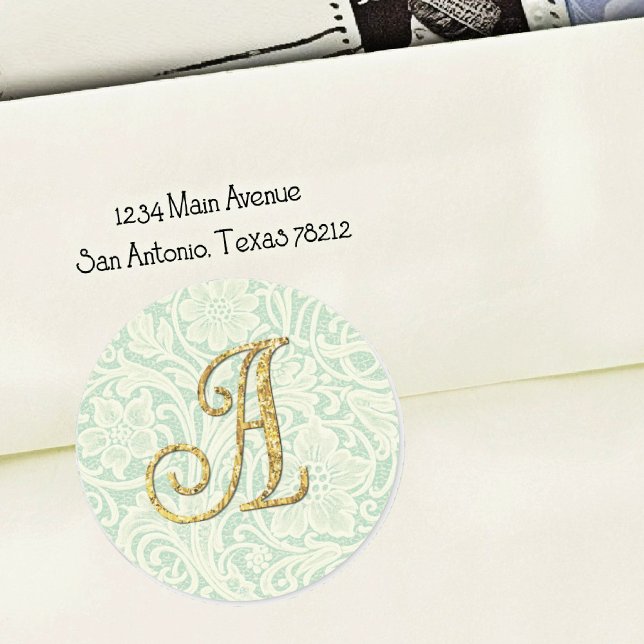 Monogram Lace Envelope Seal Gold Blue (Creator Uploaded)