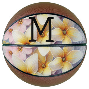 Monogram lace pink and yellow Spring flowers Basketball