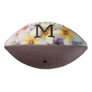 Monogram lace pink and yellow Spring flowers Football