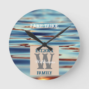 Monogram Lake Water Family Round Clock