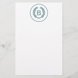 Monogram Laurel Leaf Wreath Stationery