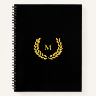Monogram & Laurel  on Black Notebook