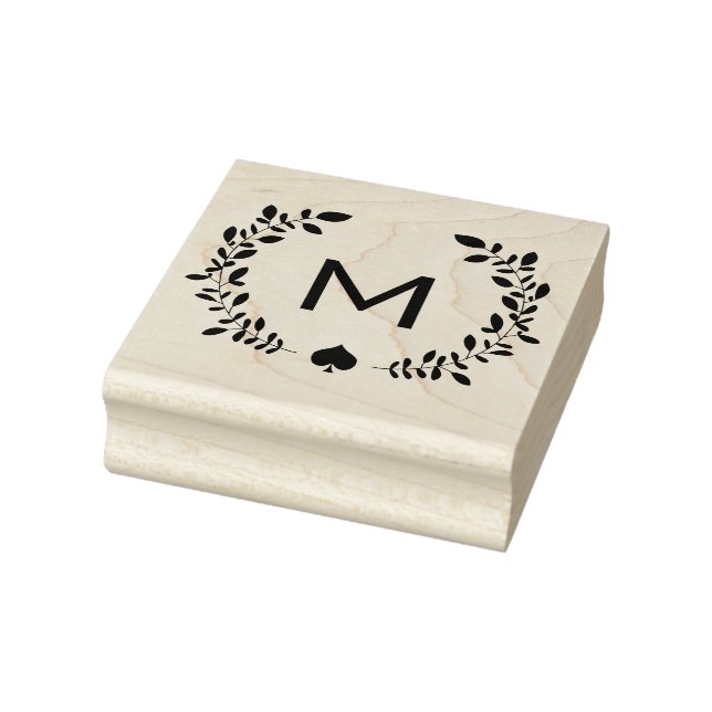 Monogram Laurel & Spade Rubber Stamp (Stamp)
