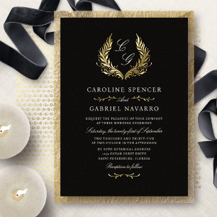 Monogram Laurel Wreath Elegant Wedding