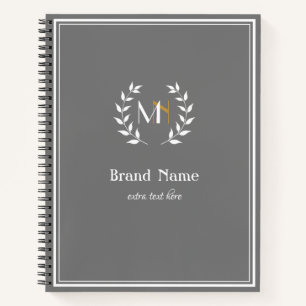 Monogram Laurel Wreath Grey Notebook