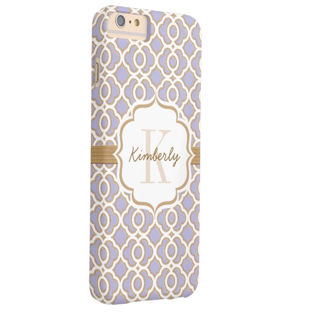 Monogram Lavender and Gold Quatrefoil Case-Mate iPhone Case (Back/Right)