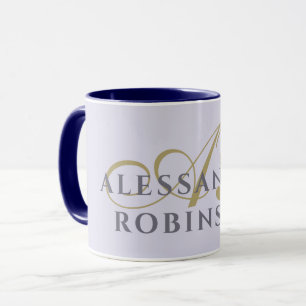 Monogram Lavender Gold Black Minimalist Stylish  Mug