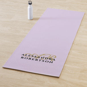 Monogram Lavender Minimalist Gold Black Stylish Yoga Mat