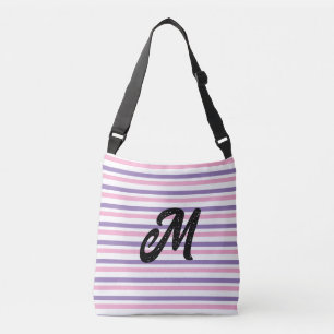 Monogram Lavender Pink White Stripes Crossbody Bag