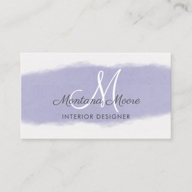 Monogram Lavender Purple Script Professional Business Card (Front)