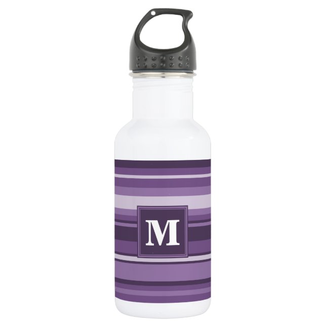 Monogram Lavender stripes 532 Ml Water Bottle (Front)
