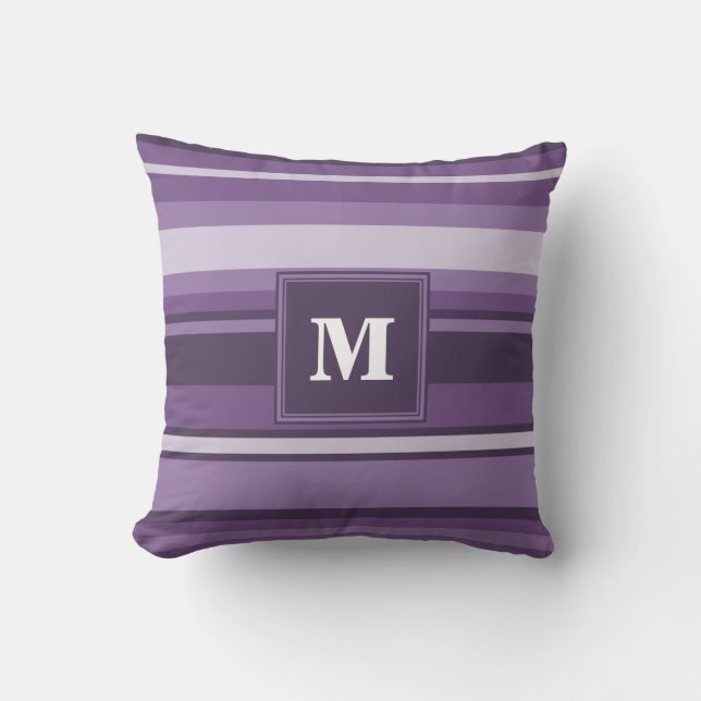 Monogram Lavender stripes Cushion (Front)