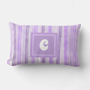 Monogram Lavender Stripes Custom  Lumbar Cushion