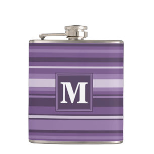 Monogram Lavender stripes Hip Flask