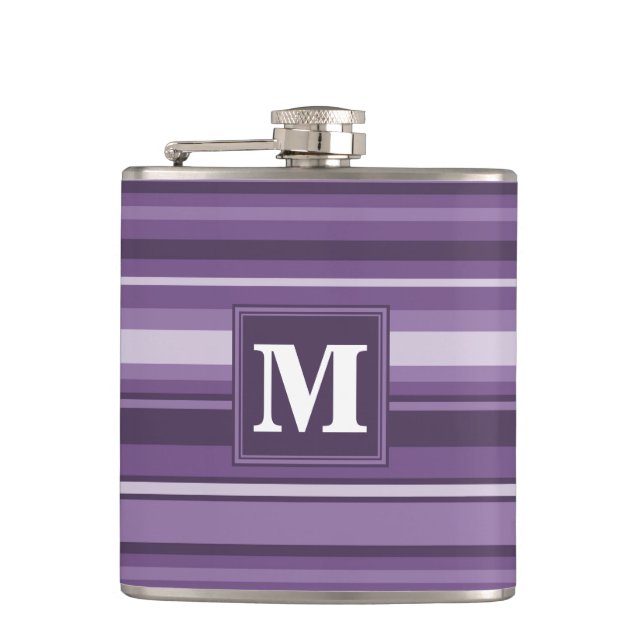 Monogram Lavender stripes Hip Flask (Front)