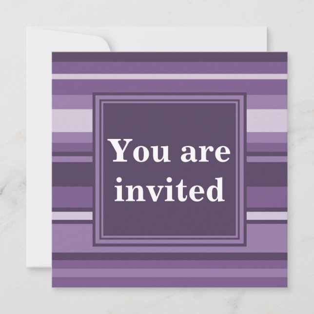 Monogram Lavender stripes Invitation (Front)