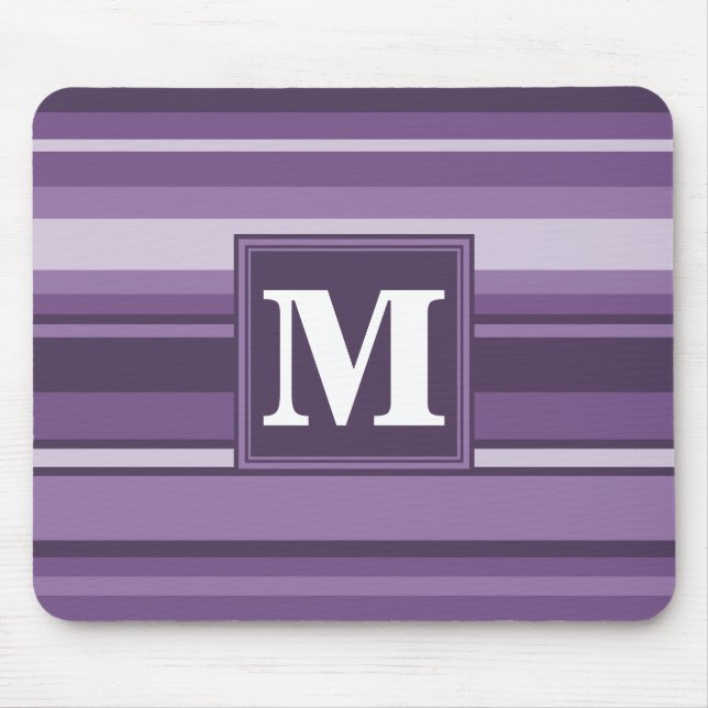 Monogram Lavender stripes Mouse Pad (Front)
