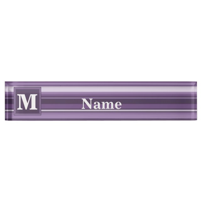 Monogram Lavender stripes Nameplate (Front)
