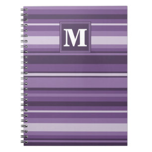 Monogram Lavender stripes Spiral Notebook